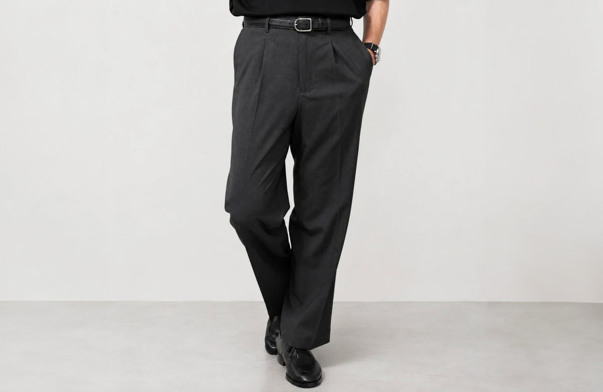 Grey Tuck Pants
