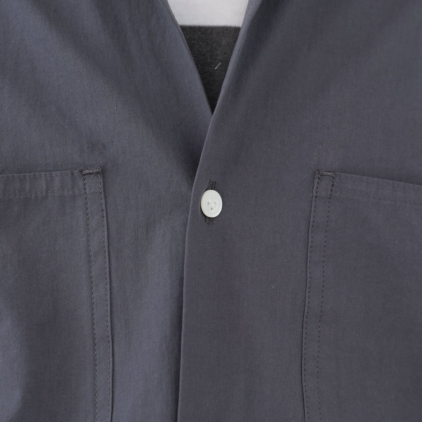 Grey Band-Collar Shirt