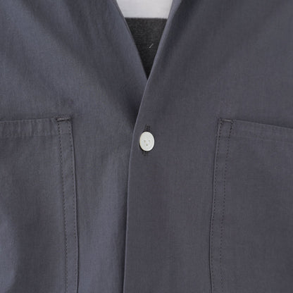 Grey Band-Collar Shirt