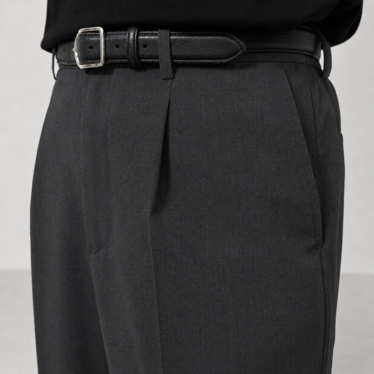 Grey Tuck Pants