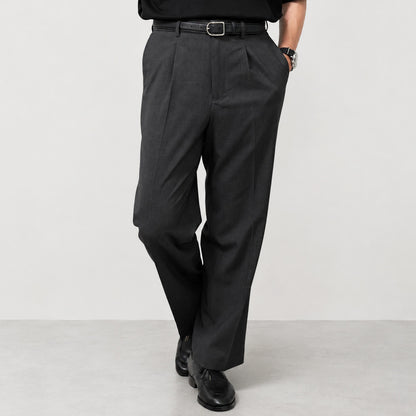 Grey Tuck Pants
