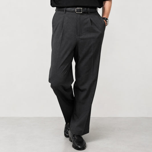 Grey Tuck Pants