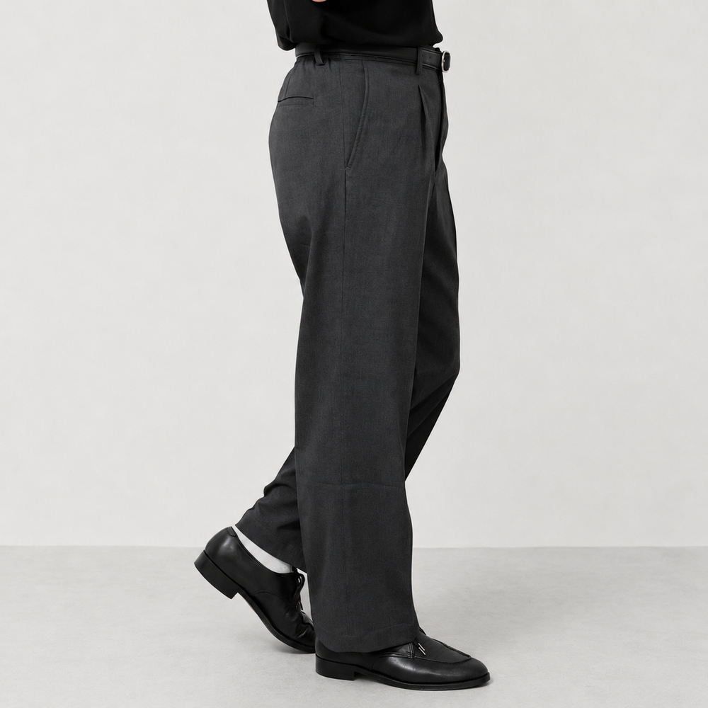 Grey Tuck Pants