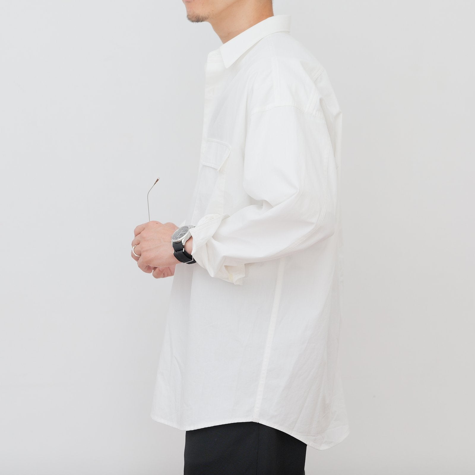 【美品】So 大山シュン ホワイトユーティリティシャツ L 大人の国産ユーティリティシャツ白｜コットン×リネンの風合いを楽しむ